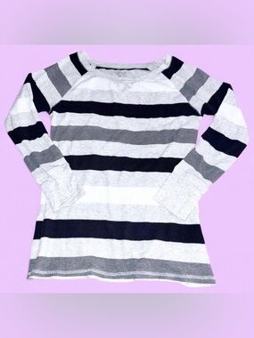 Old Navy Soft Waffle Knit Striped Long Sleeve Top L